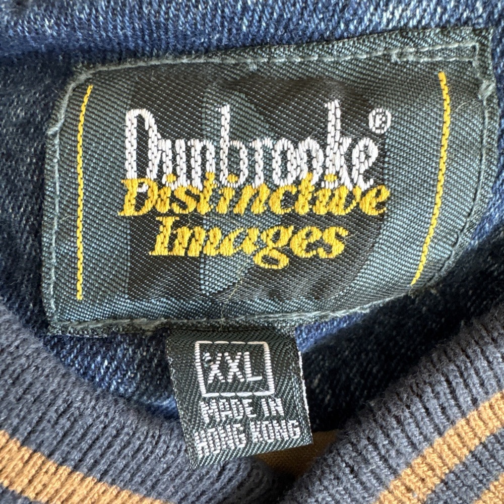 Vintage Dunbrooke Chevron Varsity Bomber Jacket Denim XXL Made In Hong Kong‎ - Picture 3 of 12